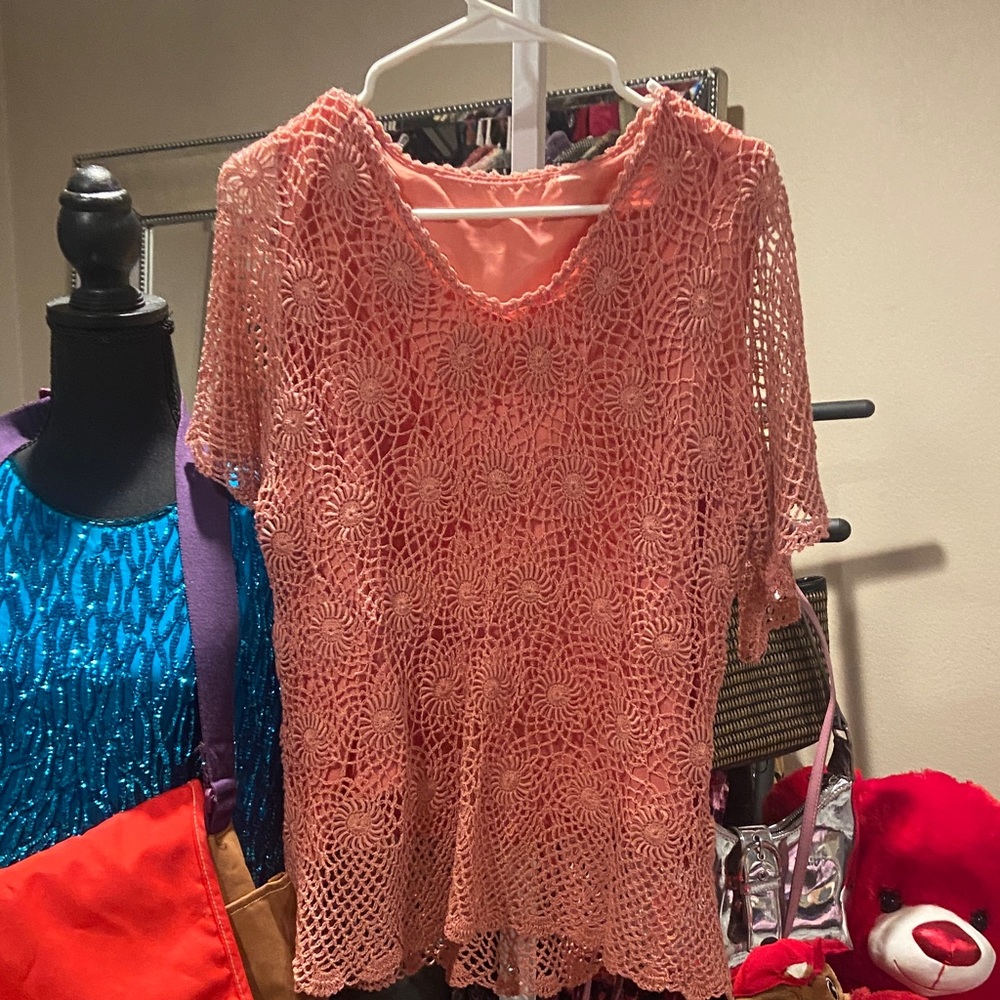 Corral Blush Pink Crochet Top Sz.L